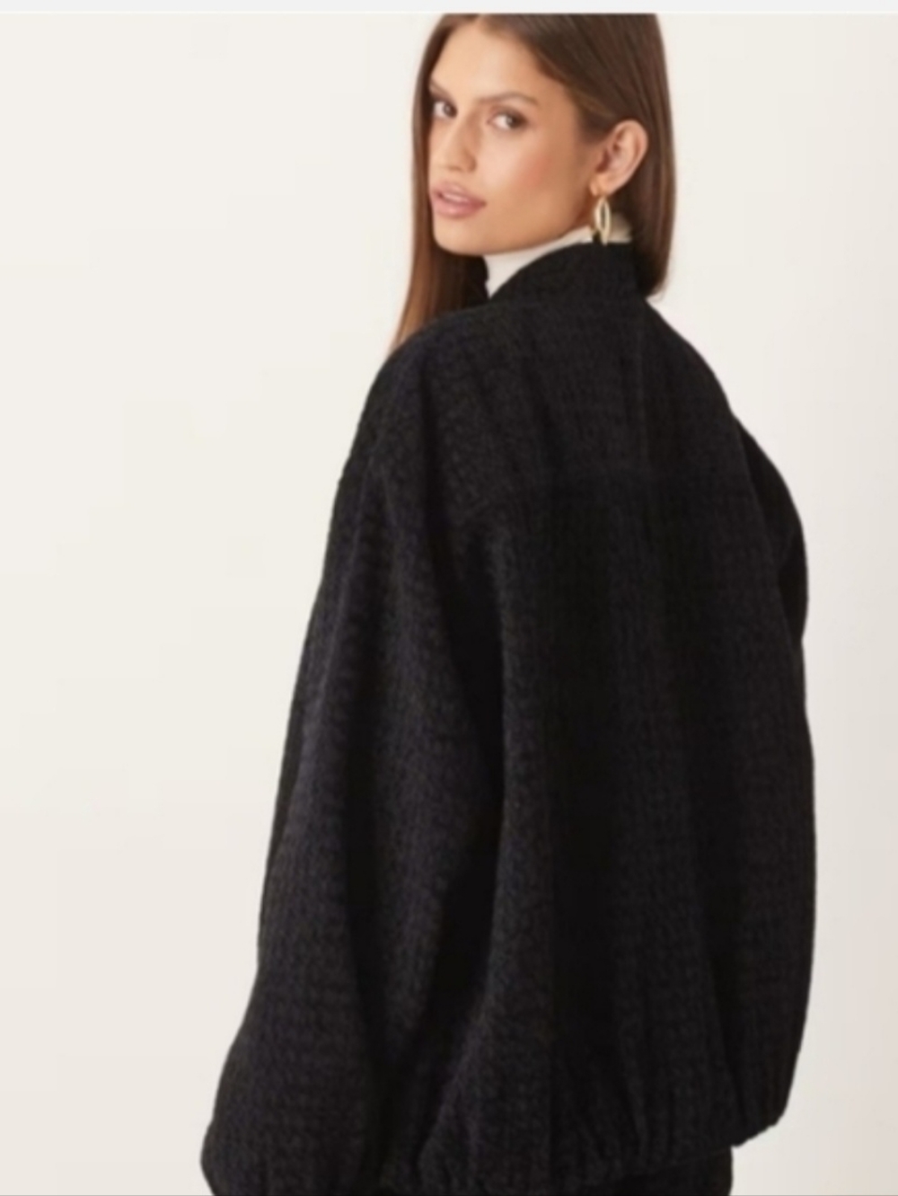 ASOS Black Textured Bomber Jacket and Trousers Set Sz L - Picture 2 of 10